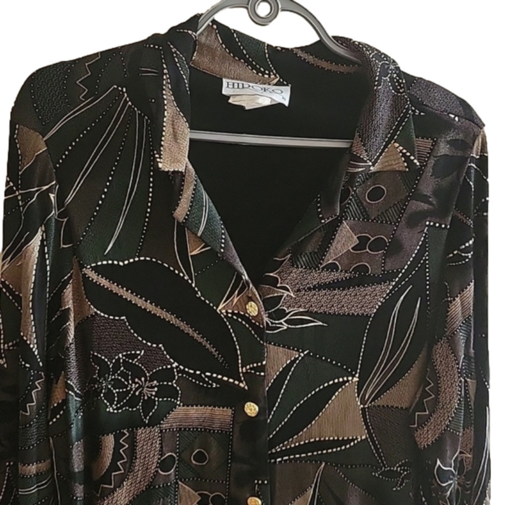 Hiroko Vintage Button-down Blouse L - Picture 3 of 9